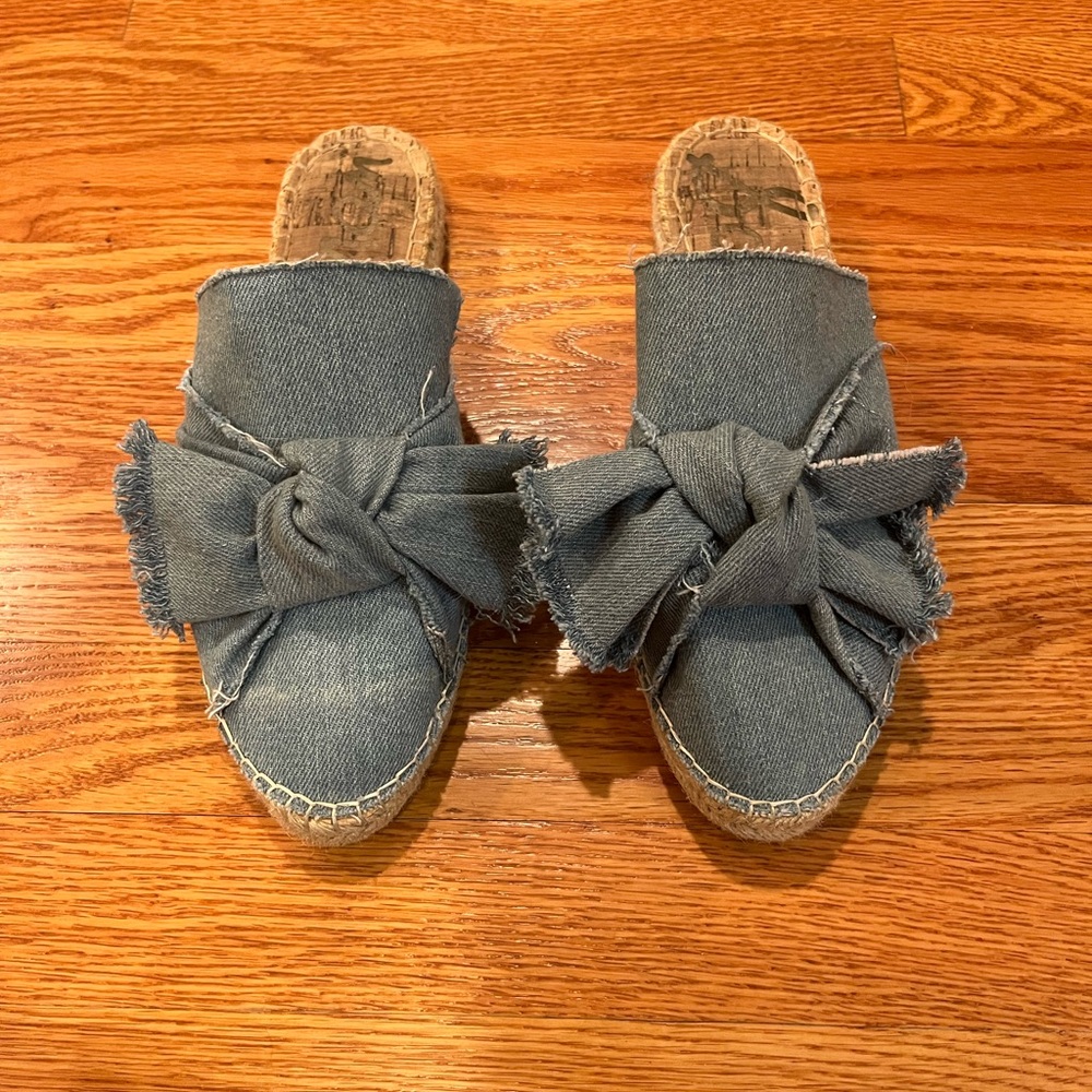 Sam Edelman Denim Slide Sandals with Bow